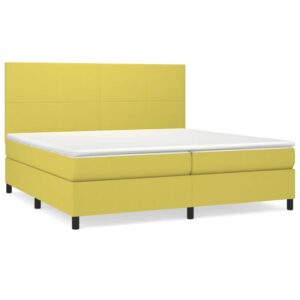 Κρεβάτι Boxspring με Στρώμα Πράσινο 200x200 εκ. Υφασμάτινο