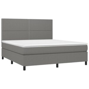 Κρεβάτι Boxspring με Στρώμα Σκούρο Γκρι 160x200 εκ Υφασμάτινο