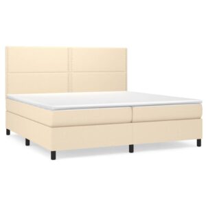 Κρεβάτι Boxspring με Στρώμα Κρεμ 200x200 εκ. Υφασμάτινο