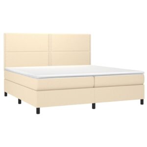 Κρεβάτι Boxspring με Στρώμα Κρεμ 200x200 εκ. Υφασμάτινο