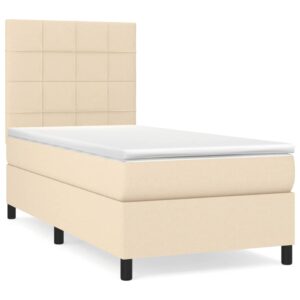 Κρεβάτι Boxspring με Στρώμα Κρεμ 90x200 εκ.Υφασμάτινο