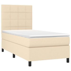 Κρεβάτι Boxspring με Στρώμα Κρεμ 90x200 εκ.Υφασμάτινο