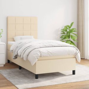 Κρεβάτι Boxspring με Στρώμα Κρεμ 90x200 εκ.Υφασμάτινο