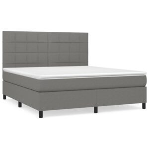 Κρεβάτι Boxspring με Στρώμα Σκούρο Γκρι 160x200 εκ Υφασμάτινο