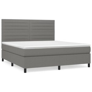 Κρεβάτι Boxspring με Στρώμα Σκούρο Γκρι 160x200 εκ Υφασμάτινο