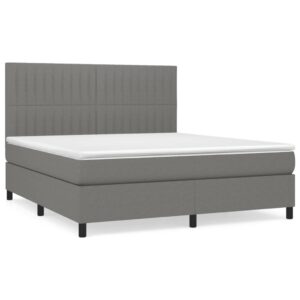 Κρεβάτι Boxspring με Στρώμα Σκούρο Γκρι 160x200 εκ Υφασμάτινο