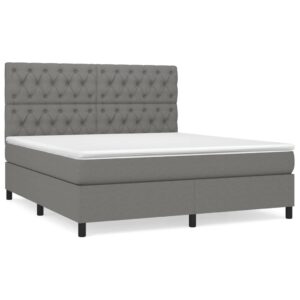 Κρεβάτι Boxspring με Στρώμα Σκούρο Γκρι 160x200 εκ Υφασμάτινο