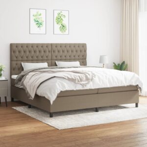 Κρεβάτι Boxspring με Στρώμα Taupe 200x200 εκ. Υφασμάτινο