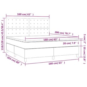 Κρεβάτι Boxspring με Στρώμα Σκούρο Γκρι 160x200 εκ Υφασμάτινο