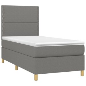 Κρεβάτι Boxspring με Στρώμα Σκούρο Γκρι 80x200 εκ. Υφασμάτινο