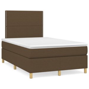 Κρεβάτι Boxspring με Στρώμα Σκούρο Καφέ 120x200 εκ. Υφασμάτινο