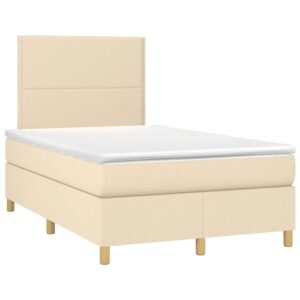 Κρεβάτι Boxspring με Στρώμα Κρεμ 120x200 εκ. Υφασμάτινο