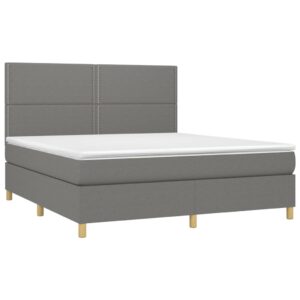 Κρεβάτι Boxspring με Στρώμα Σκούρο Γκρι 160x200 εκ Υφασμάτινο