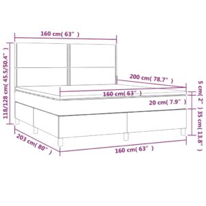 Κρεβάτι Boxspring με Στρώμα Σκούρο Γκρι 160x200 εκ Υφασμάτινο