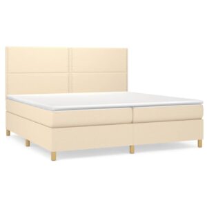 Κρεβάτι Boxspring με Στρώμα Κρεμ 200x200 εκ. Υφασμάτινο