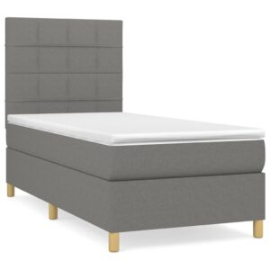 Κρεβάτι Boxspring με Στρώμα Σκούρο Γκρι 80x200 εκ. Υφασμάτινο