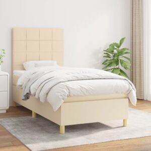 Κρεβάτι Boxspring με Στρώμα Κρεμ 90x200 εκ.Υφασμάτινο