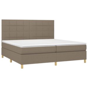 Κρεβάτι Boxspring με Στρώμα Taupe 200x200 εκ. Υφασμάτινο