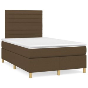 Κρεβάτι Boxspring με Στρώμα Σκούρο Καφέ 120x200 εκ. Υφασμάτινο