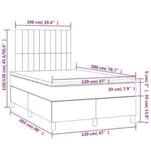 Κρεβάτι Boxspring με Στρώμα Σκούρο Καφέ 120x200 εκ. Υφασμάτινο