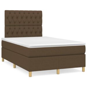 Κρεβάτι Boxspring με Στρώμα Σκούρο Καφέ 120x200 εκ. Υφασμάτινο