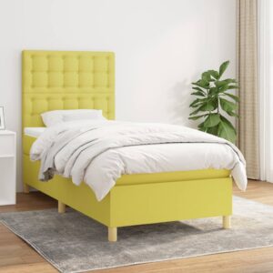 Κρεβάτι Boxspring με Στρώμα Πράσινο 80 x 200 εκ. Υφασμάτινο