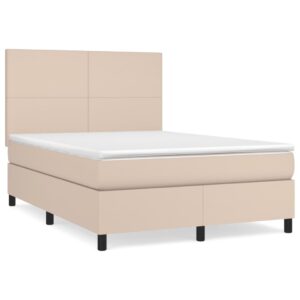 Κρεβάτι Boxspring με Στρώμα Καπουτσίνο 140x200εκ.από Συνθ.Δέρμα