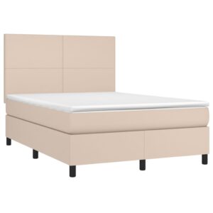 Κρεβάτι Boxspring με Στρώμα Καπουτσίνο 140x200εκ.από Συνθ.Δέρμα