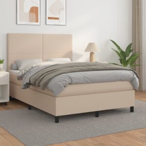 Κρεβάτι Boxspring με Στρώμα Καπουτσίνο 140x200εκ.από Συνθ.Δέρμα