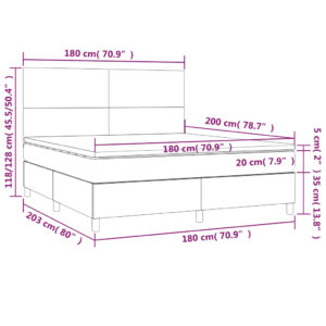 Κρεβάτι Boxspring με Στρώμα Κρεμ 180x200 εκ. Συνθετικό Δέρμα