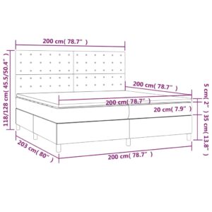 Κρεβάτι Boxspring με Στρώμα Γκρι 200x200 εκ. Συνθετικό Δέρμα