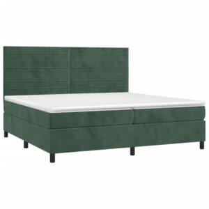 Κρεβάτι Boxspring με Στρώμα Σκούρο Πράσινο 200x200εκ. Βελούδινο