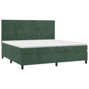 Κρεβάτι Boxspring με Στρώμα Σκούρο Πράσινο 200x200εκ. Βελούδινο