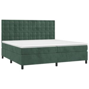 Κρεβάτι Boxspring με Στρώμα Σκούρο Πράσινο 200x200εκ. Βελούδινο