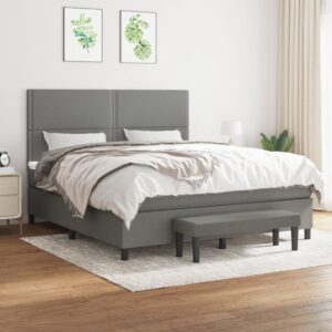 Κρεβάτι Boxspring με Στρώμα Σκούρο Γκρι 160x200 εκ Υφασμάτινο