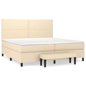 Κρεβάτι Boxspring με Στρώμα Κρεμ 200x200 εκ. Υφασμάτινο