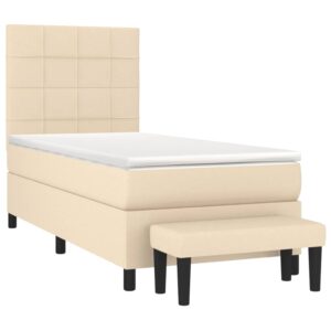 Κρεβάτι Boxspring με Στρώμα Κρεμ 90x200 εκ.Υφασμάτινο