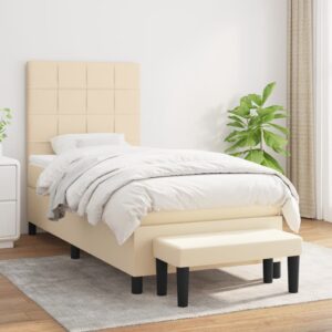 Κρεβάτι Boxspring με Στρώμα Κρεμ 90x200 εκ.Υφασμάτινο