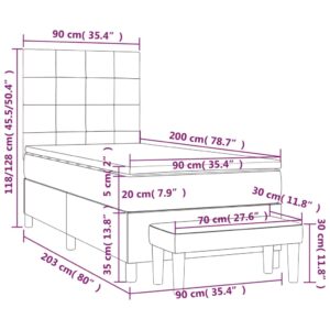 Κρεβάτι Boxspring με Στρώμα Κρεμ 90x200 εκ.Υφασμάτινο