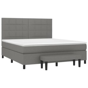 Κρεβάτι Boxspring με Στρώμα Σκούρο Γκρι 160x200 εκ Υφασμάτινο