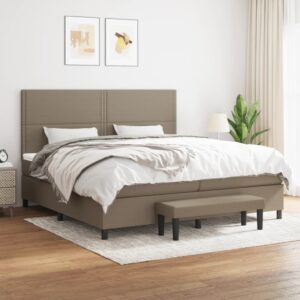 Κρεβάτι Boxspring με Στρώμα Taupe 200x200 εκ. Υφασμάτινο