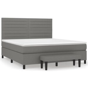 Κρεβάτι Boxspring με Στρώμα Σκούρο Γκρι 160x200 εκ Υφασμάτινο