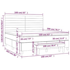 Κρεβάτι Boxspring με Στρώμα Σκούρο Γκρι 160x200 εκ Υφασμάτινο