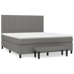 Κρεβάτι Boxspring με Στρώμα Σκούρο Γκρι 160x200 εκ Υφασμάτινο