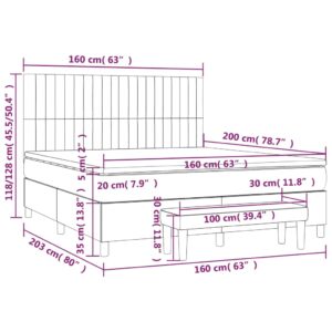 Κρεβάτι Boxspring με Στρώμα Σκούρο Γκρι 160x200 εκ Υφασμάτινο