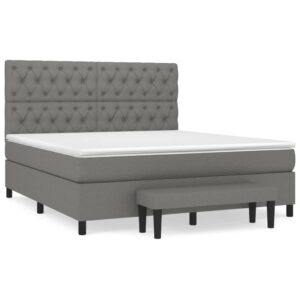 Κρεβάτι Boxspring με Στρώμα Σκούρο Γκρι 160x200 εκ Υφασμάτινο