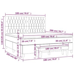 Κρεβάτι Boxspring με Στρώμα Αν. Πράσινο 180x200εκ Υφασμάτινο