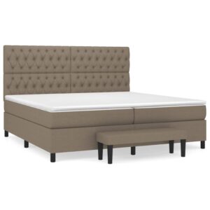 Κρεβάτι Boxspring με Στρώμα Taupe 200x200 εκ. Υφασμάτινο