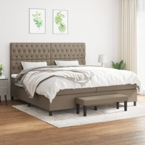 Κρεβάτι Boxspring με Στρώμα Taupe 200x200 εκ. Υφασμάτινο