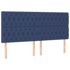 Κρεβάτι Boxspring με Στρώμα Μπλε 200x200 εκ. Υφασμάτινο